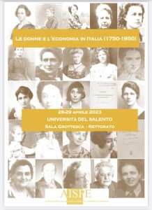 Second workshop “Women between economic facts and ideas in Italy (1750-1950)”. Lecce, 28-29 April 2023